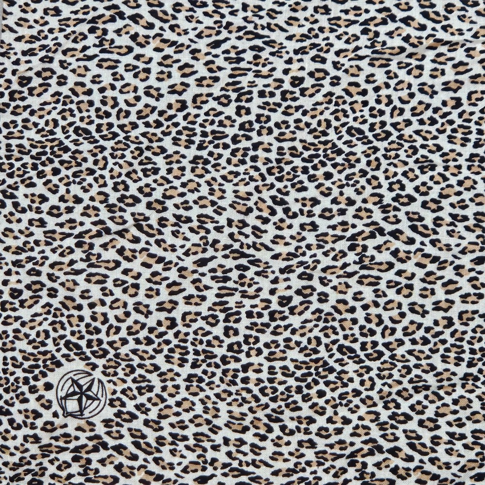 VTG Banana Republic Leopard Print Cotton Bandana Scarf Japan Tan Black Square - Picture 3 of 5